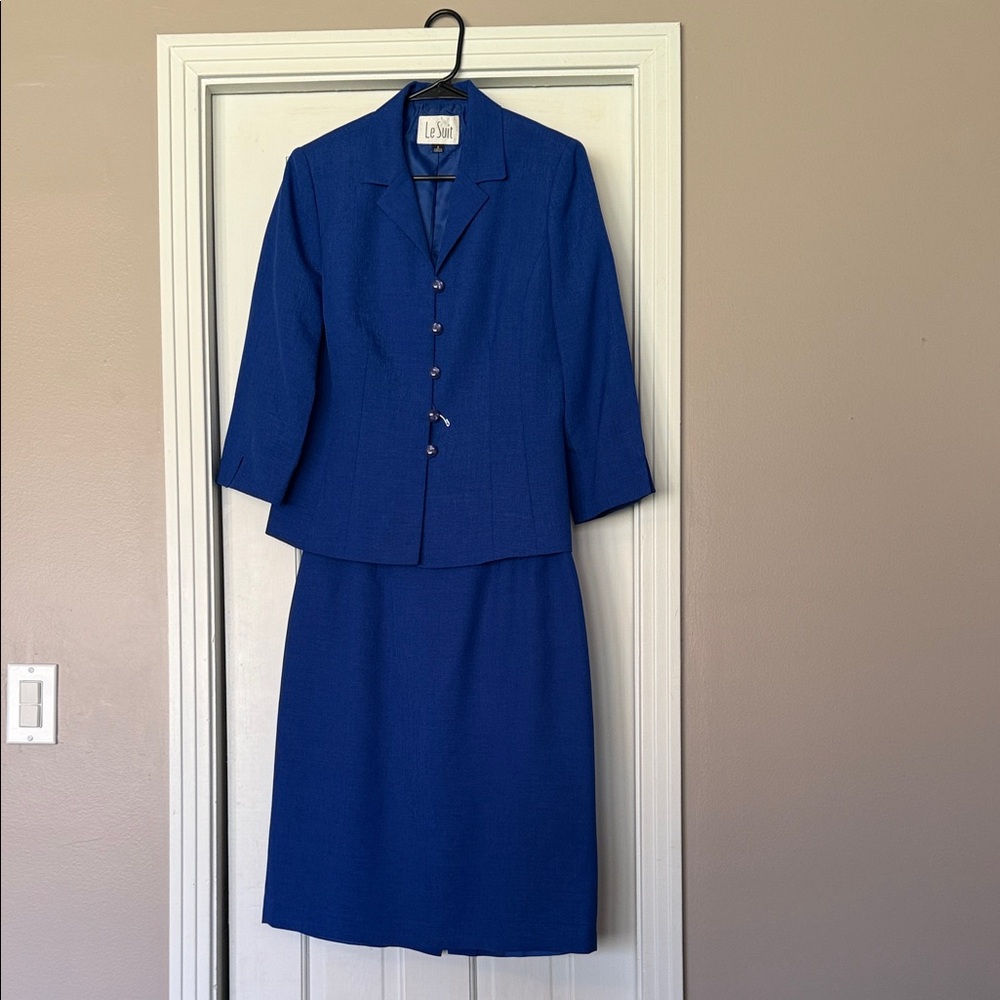 Le Suit Royal Blue Women's Skirt Set